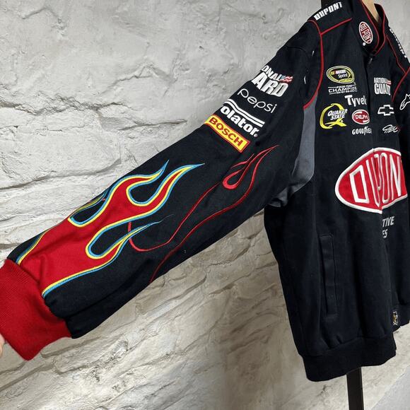 Jeff Hamilton NASCAR Jacket Mens 2XL XXL Black 24 Jeff Gordon Flames VINTAGE - Picture 6 of 15